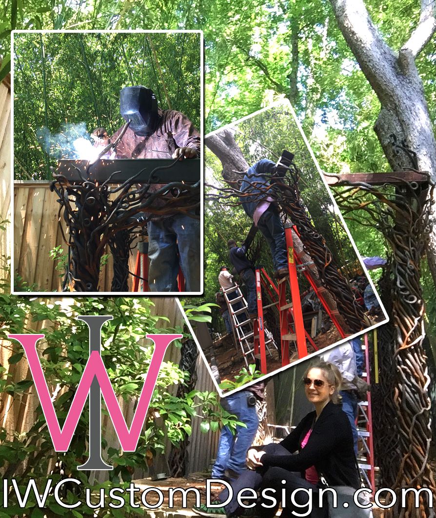custom wrought iron metalwork in Dallas, TX. Vines, tree branches